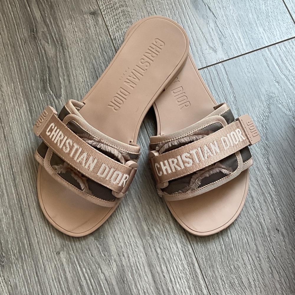 Dior DIOREVOLUTION  Camouflage Nylon Nude Slides.